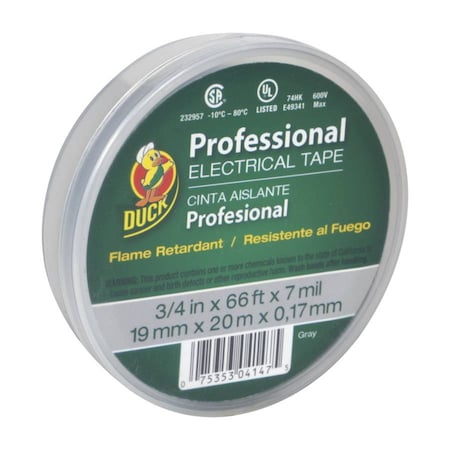 Duck Brand Duck Professional Grade 3/4 in. W X 66 ft. L Gray Vinyl Electrical Tape 299018